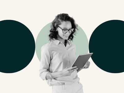 woman making a website with user accounts and profiles on a tablet